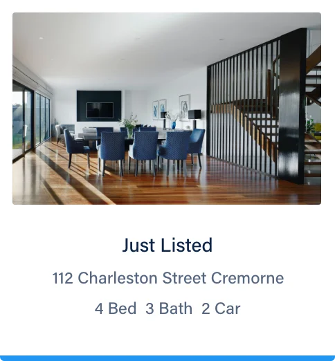Image of 'Just Listed' property details card for a fake address
